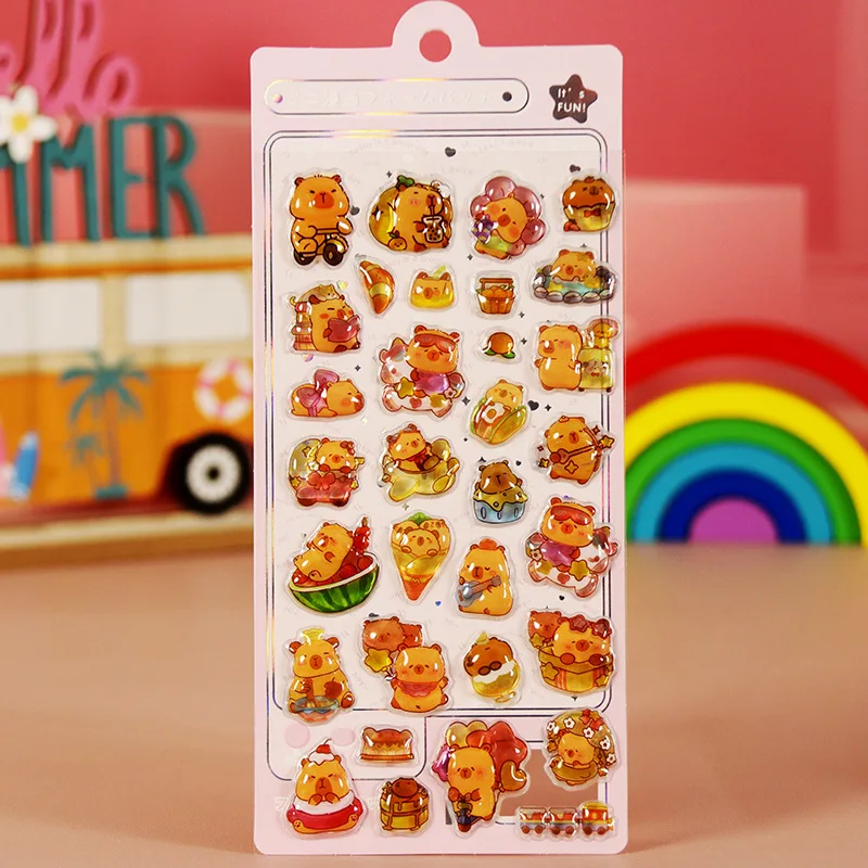 الصلبة كابيبارا كورومي ثلاثية الأبعاد ملصق ثلاثية الأبعاد قطرة الغراء الاكريليك الإغاثة ملصق الصلبة Diy بها بنفسك الديكور قضية الهاتف المحمول الديكور الهدايا