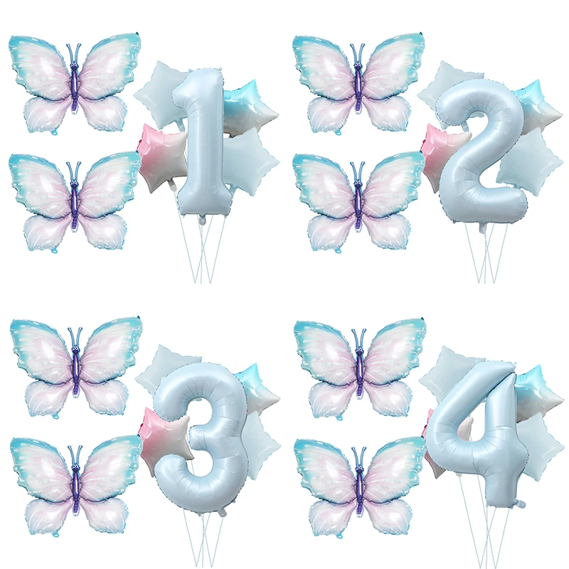 1Set Butterfly Foil Balloon Birthday Decoration for Girls Butterfly Birthday Party Supplies Princess Theme Groovy Party Supplies