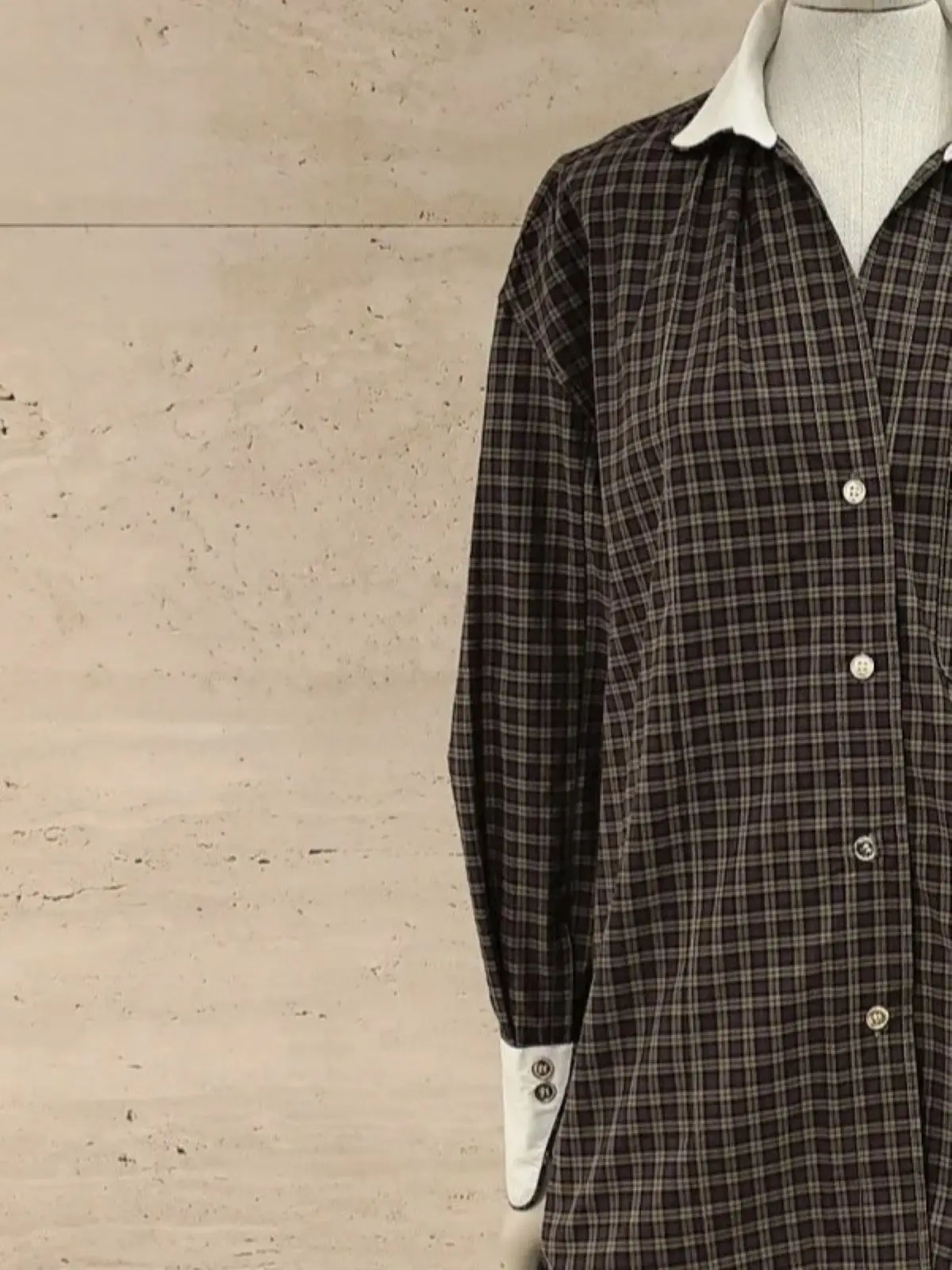 

Spring/Fall Women Plaid Contrast Spliced Turn-down Collar Long Sleeve Shirt Single Breasted Loose Casual Fashion Blouse