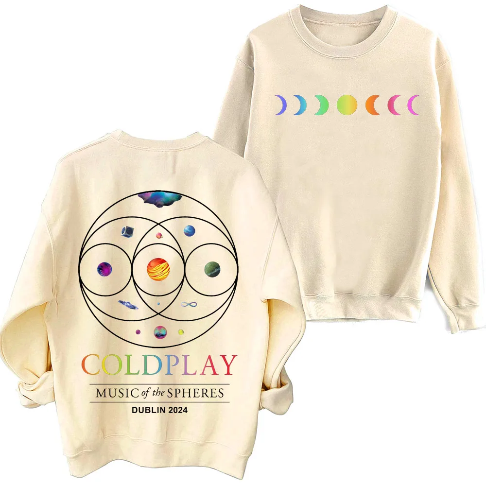 Sudadera COLD-PLAY Music Of The Spheres World Tour Harajuku cuello redondo manga larga sudadera con capucha de música Popular de gran tamaño regalo para seguidores