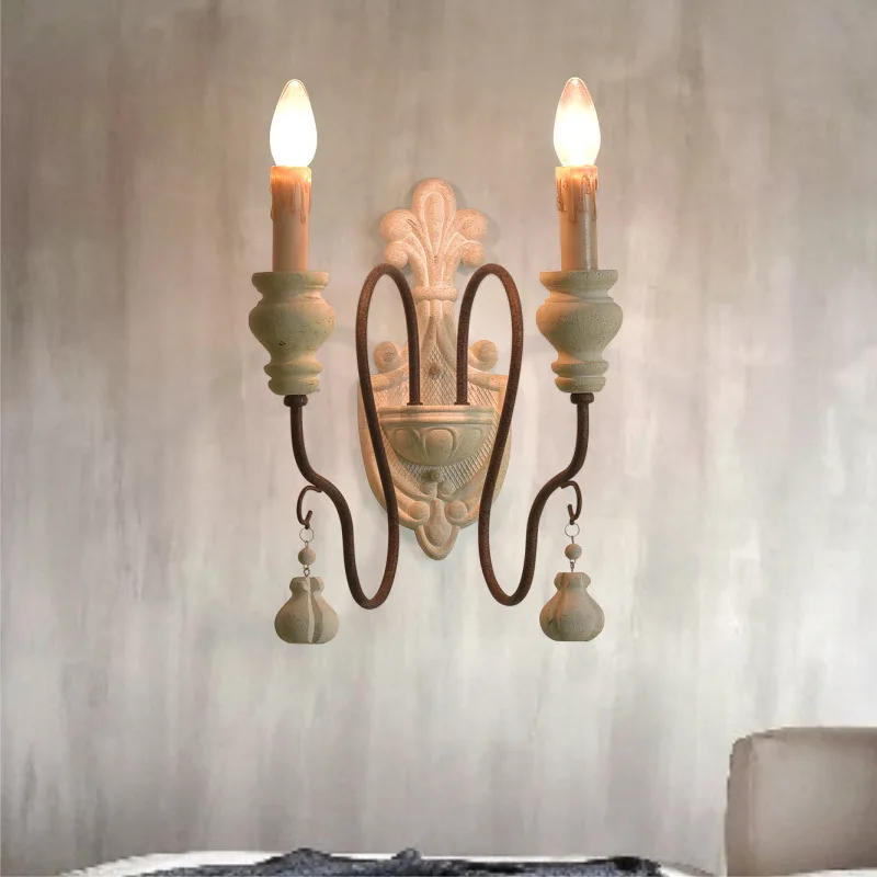 Lámparas de pared rústicas francesas rurales americanas, retro, antiguas, para sala de estar, comedor, dormitorio, pasillo, escaleras, iluminación decorativa