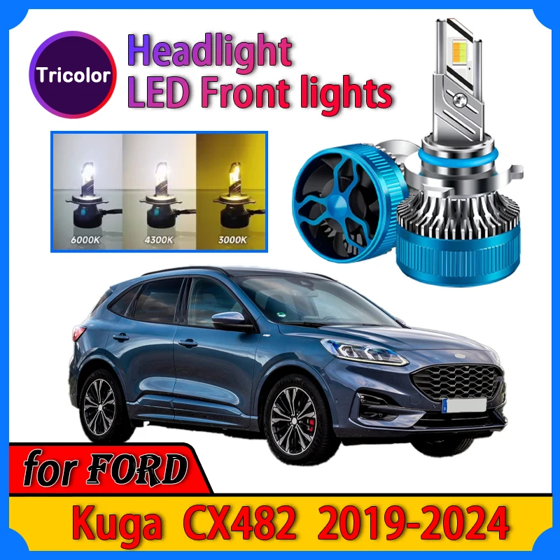Voor Ford Kuga Cx482 2019-2024 Plug En Play Led Koplamp Gemodificeerde Lamp Sterk Wit Licht Driekleuren Aanpassing Auto-Onderdelen