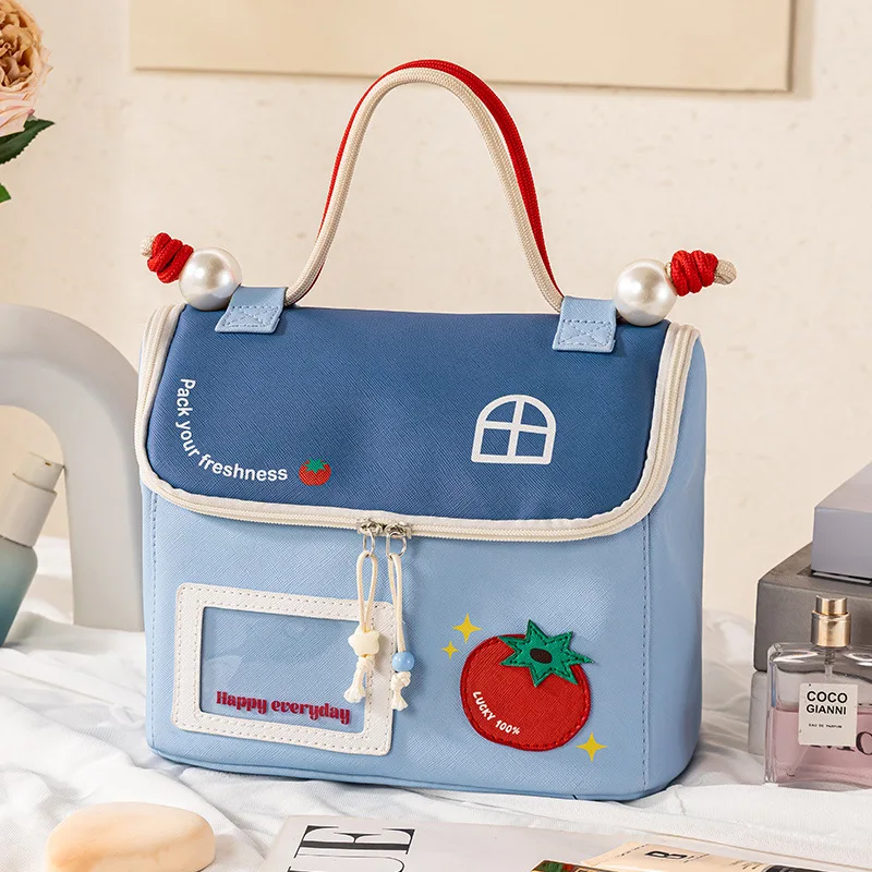 Waterproof Handbag style Makeup Bag With Contrasting High‑quality Design Large Capacity Divided Compartm Cosmetic