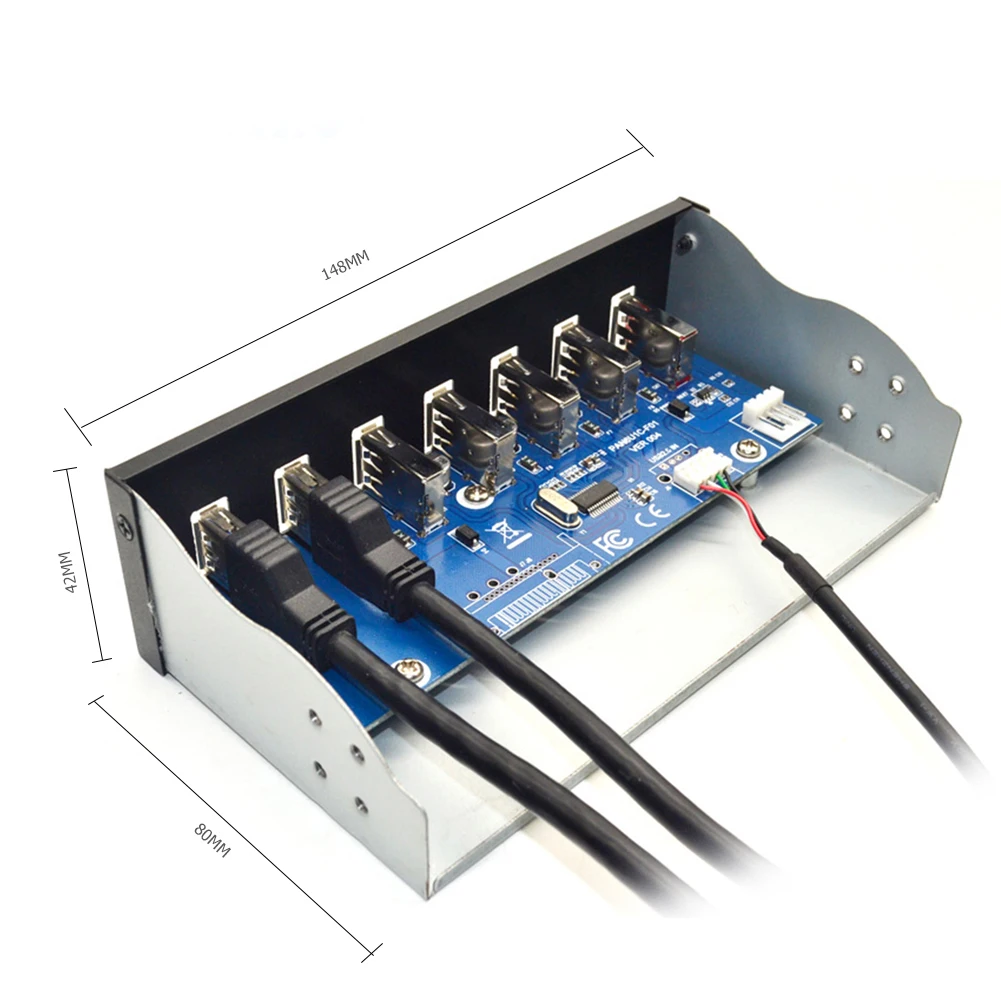 5,25 Zoll 7 Ports HUB Frontplatte 19 Pin auf 2 USB 3.0+4 USB 2.0+BC1.2 Optisches Laufwerk Schneller Schnellwechsler-Anschluss für PC-Desktop