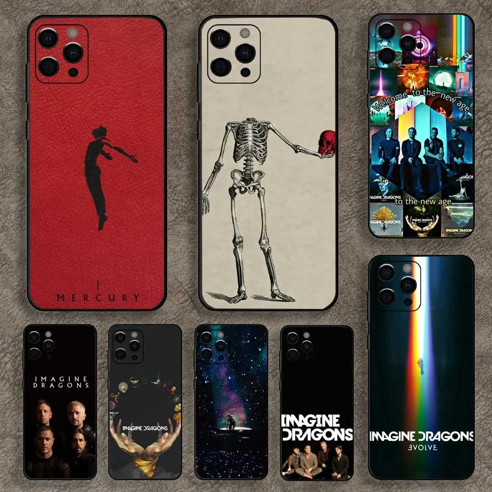 Imagine D-Dragons Band Phone Case For Apple iPhone 15,14,13,12,11,Pro,X,XS,Max,XR,Plus,Mini Soft Black Cover