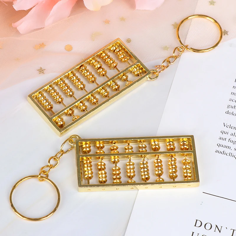 Golden Chinese Accounting Tool 8 Rows Abacus KeyChain Ring Keychain