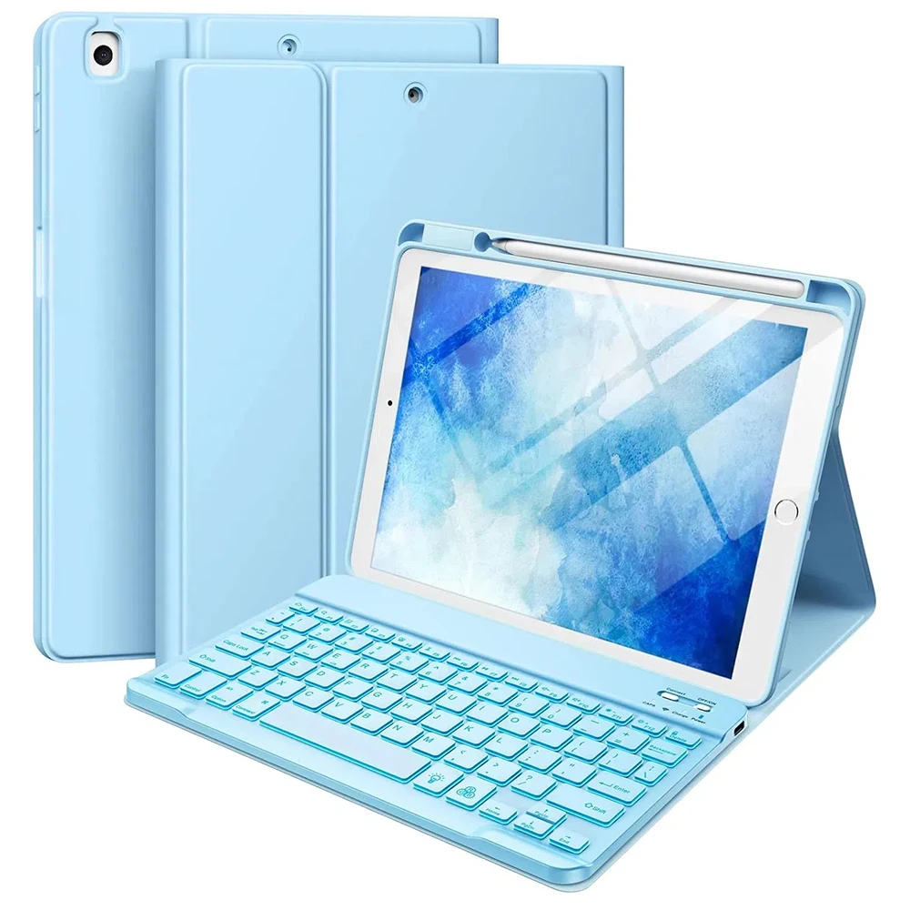 

Чехол с клавиатурой CS-1029 для iPad 10.2 (2021) / (2020) / (2019) / Air 10,5 дюймов (2019) Защитный чехол с цветной подсветкой для клавиатуры -