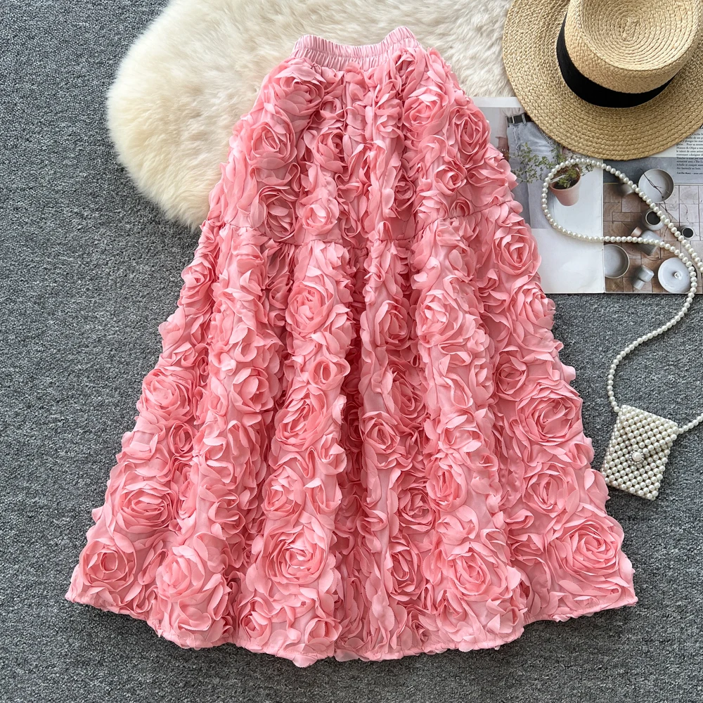 

Шикарная винтажная свободная прямая юбка трапециевидной формы с высокой талией и цветочным принтом, корейская уличная одежда, осенняя женская одежда