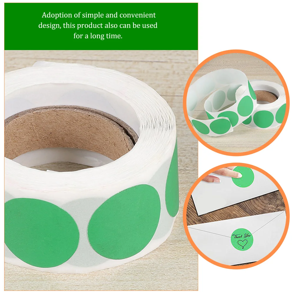 5 rollos de etiquetas adhesivas para niños pequeños, 25x25x01cm, redondas, verdes