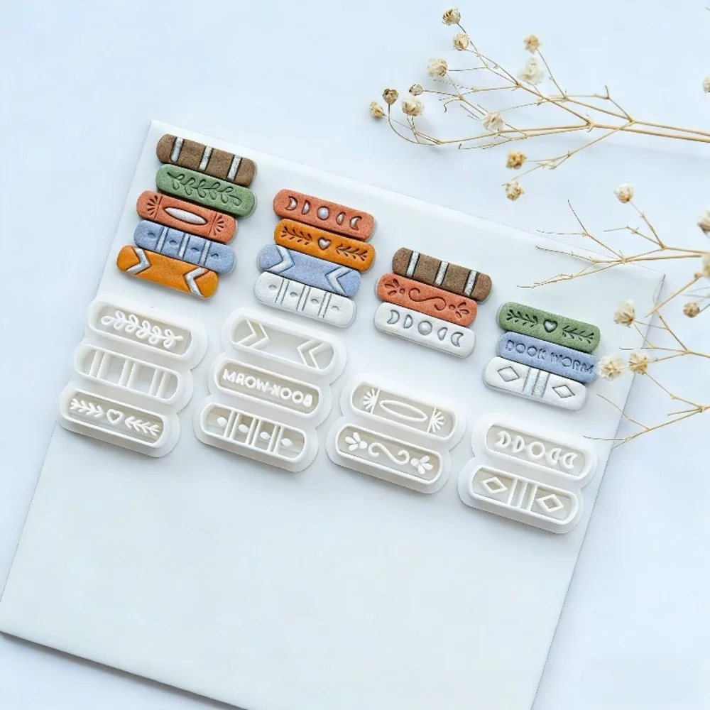 7pcs/set Book Stack Themed Polymer Clay Cutters Set  Stackable Book Molds for DIY Polymer Clay Artists & Crafters Jewelry Making