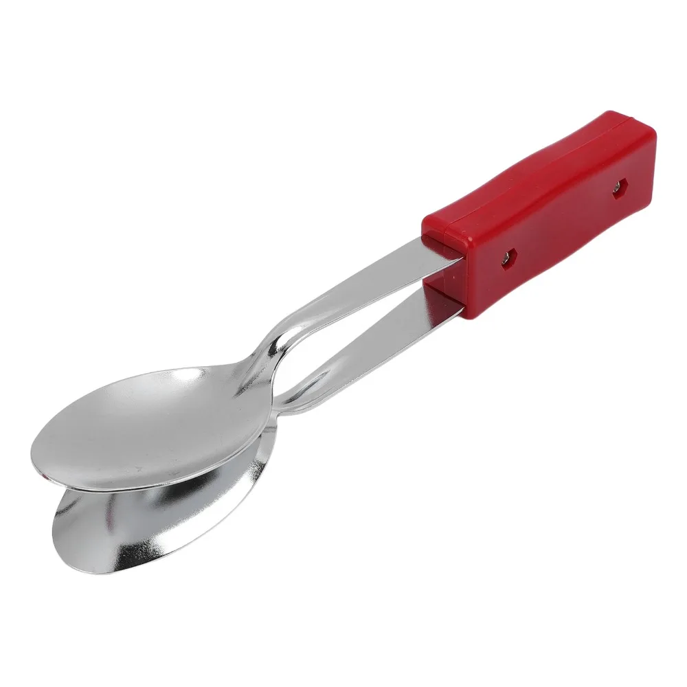 Premium Metal+Plastic Musical Spoons Handle Design Silver+Red Percussion Instrument Folk Music Tool Live Shows