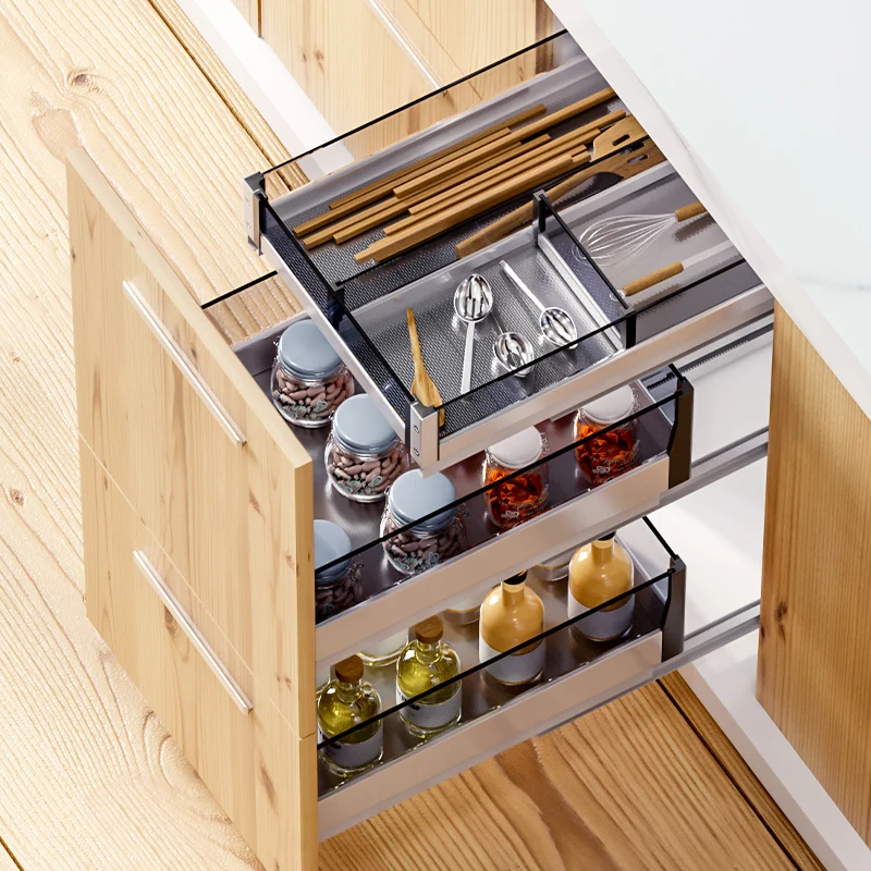 Seasoning Basket Kitchen Cabinet Separate Multi-layer Drawer Type Tool Basket Kitchen Cabinet Seasoning Storage