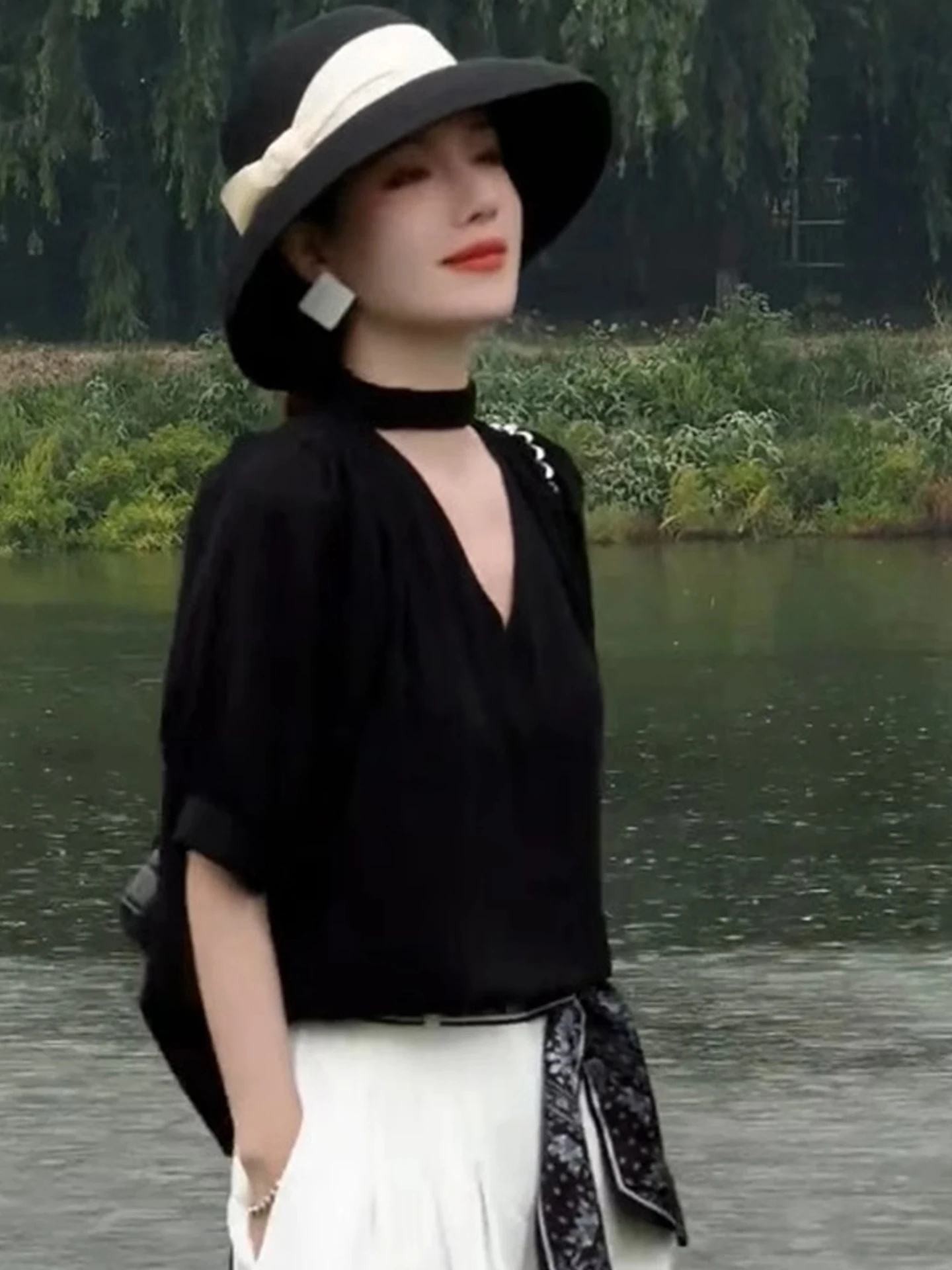 Ele Long Sve Donna irt Casual Affascinante Top estivo Faionable irt V-Ne Traspirante Regular Fit Tubo dritto