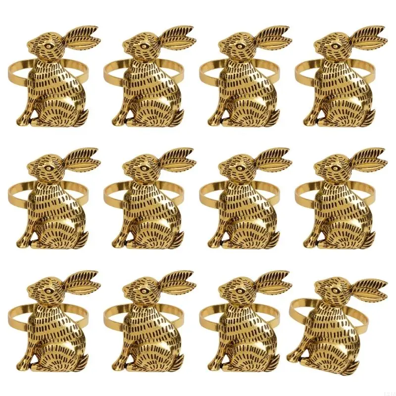 2025 New 12Pcs Easter Rabbit Napkin Holders In Gold or Silver For Festival Table Display