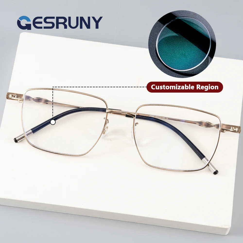 

Gesruny Anti Blue Light Progressive Prescription Glasses Square Frame Photochromic Reading Eyewear Optical Myopia Eyeglasses