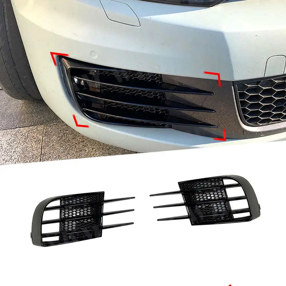 

2pcs Gloss Black Car Front Bumper Lower Fog Light Vent Grille Mesh Grill Cover Case Fit For Volkswagen Golf 6 GTI GTD 2009-2013