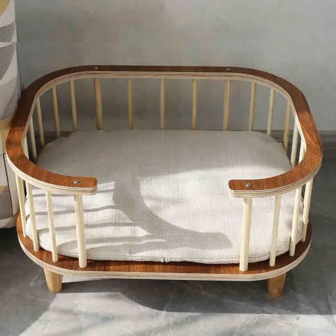 

Elegant Wood Handmade Rattan Cat Bed Sofa Pet Natural Cat & Dog Bed Lovely House For Your Pet