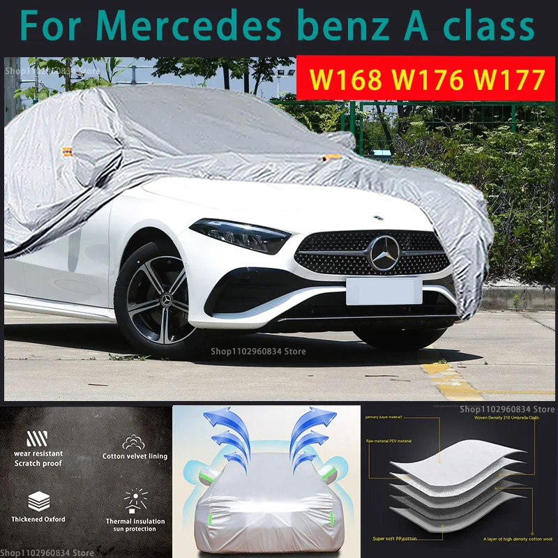 

For Mercedes benz A Class W168 W176 W177 210T Full Car Covers Outdoor Sun uv protection Dust Rain Snow Protective