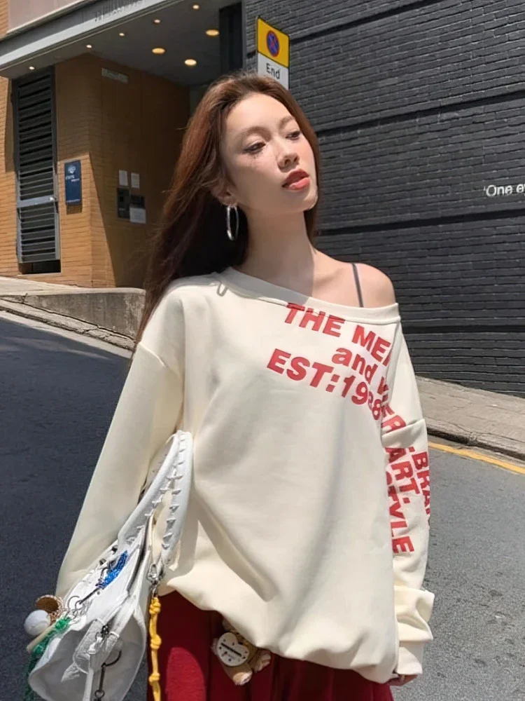 Y2K Fashion 2025 Women's Sexy Oversized T-Shirt - Long Sleeve Streetwear Print  Fall Winter Korean Style Top