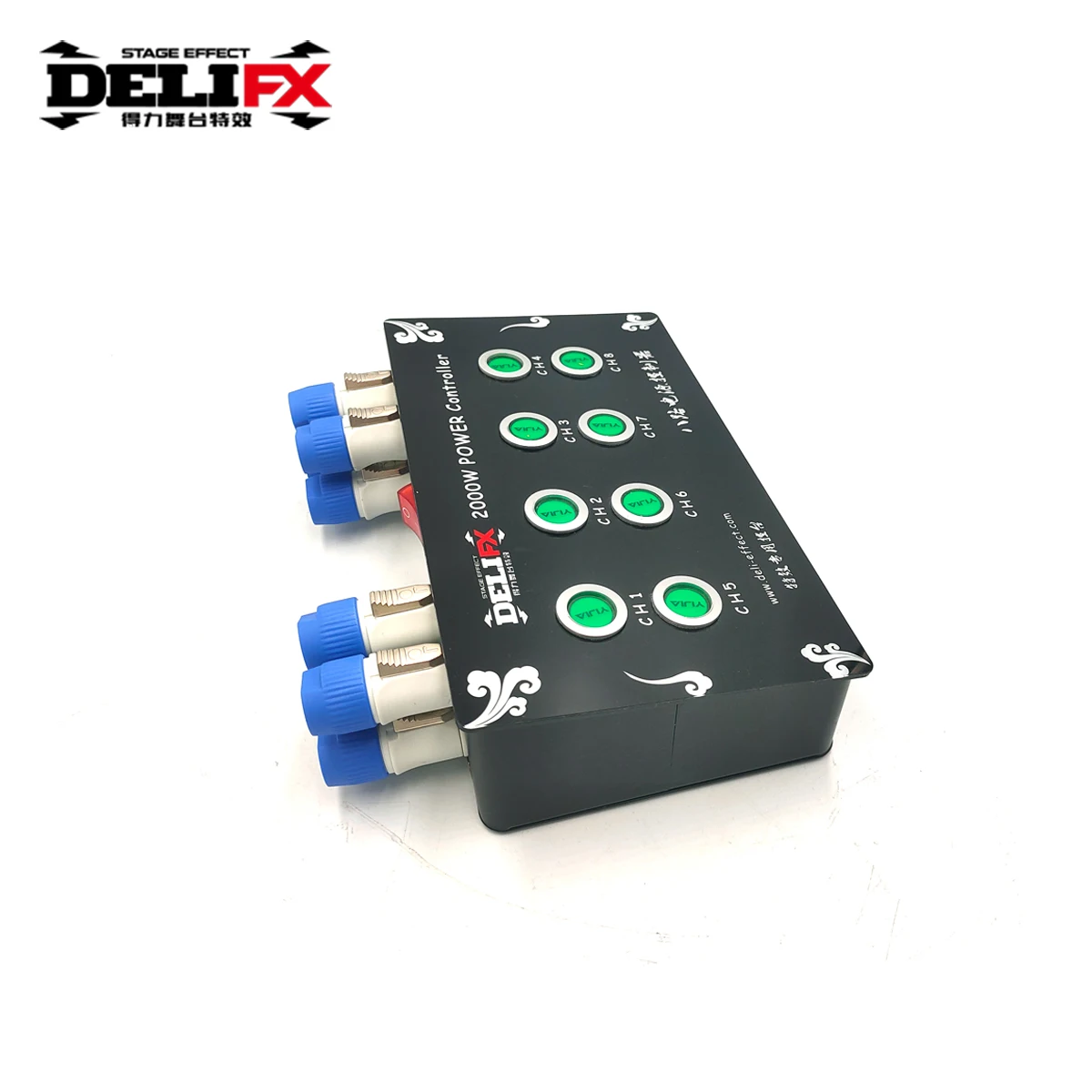 Stage Effect Machine Stage Lighting Controller Green Buttons with Lock Function 8-way Distributor On/off Power Controller