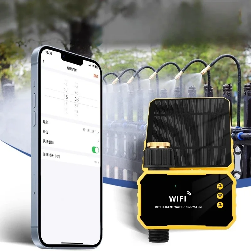 Solar wifi mobile phone remote control automatic watering, garden balcony universal adjustable atomizing nozzle