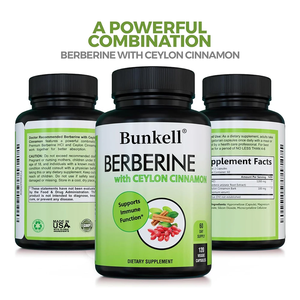 Berberine and Ceylon Cinnamon Supplement - Supports Bone & Joint Health, Blood Sugar Levels, Immunity, Circulation, Antioxidants