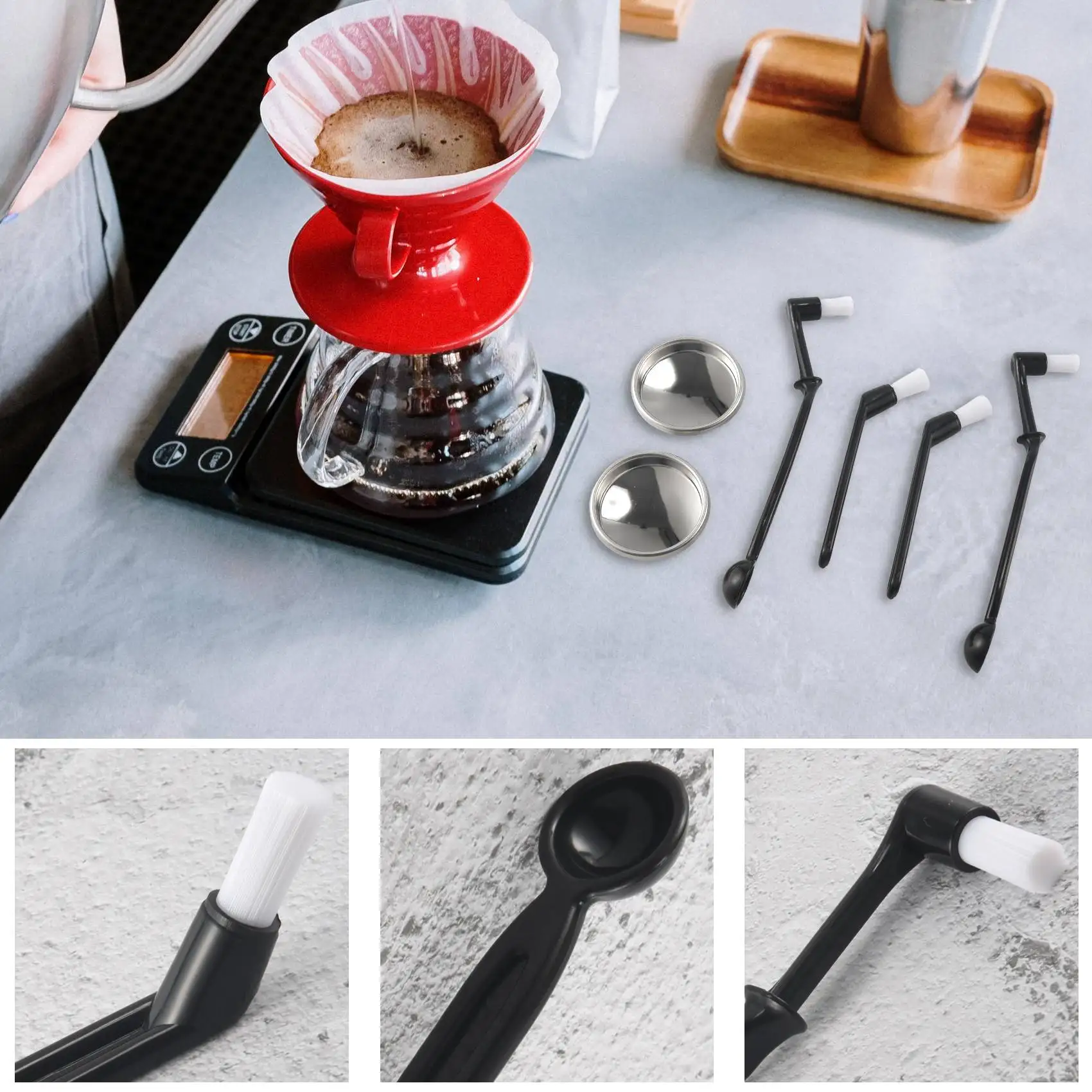 Coffee Machine Cleaning Set,Coffee Machine Brush Back Flush Insert Metal Blind Filter 58 mmfor Espresso Machine