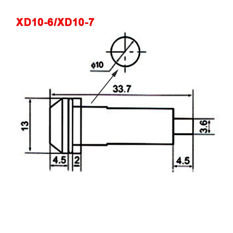 10pcs XD10-6 XD10-7 12V 24V 220V 380V 10mm Indicator light Signal light Pilot light with Wire