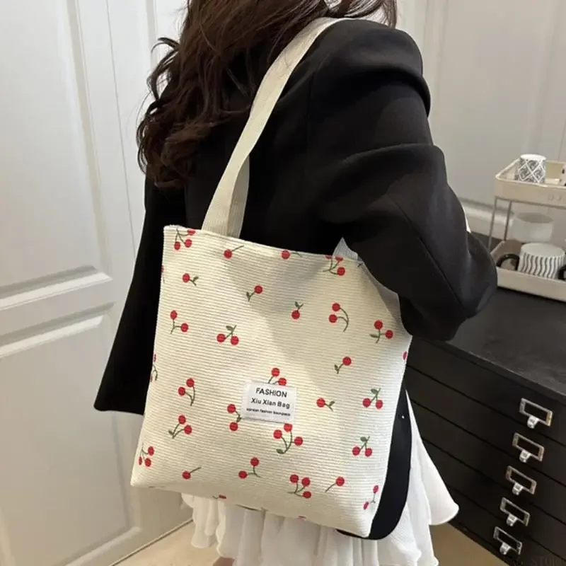 X90D Fashionable Corduroy Underarm Bag Large Capacity Soft Textured Design Daily Use