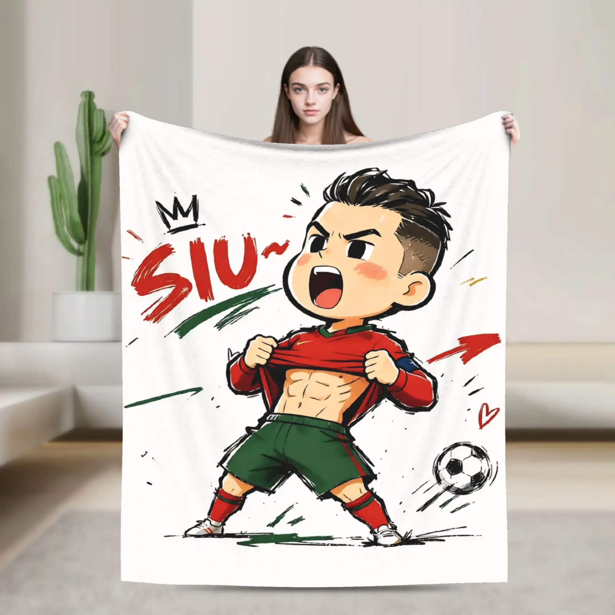 Siu Number 7 Portugal Soccer Blanket Fleece All Season Kawaii  Multifunction Super Warm Throw Blanket for Sofa Outdoor Quilt