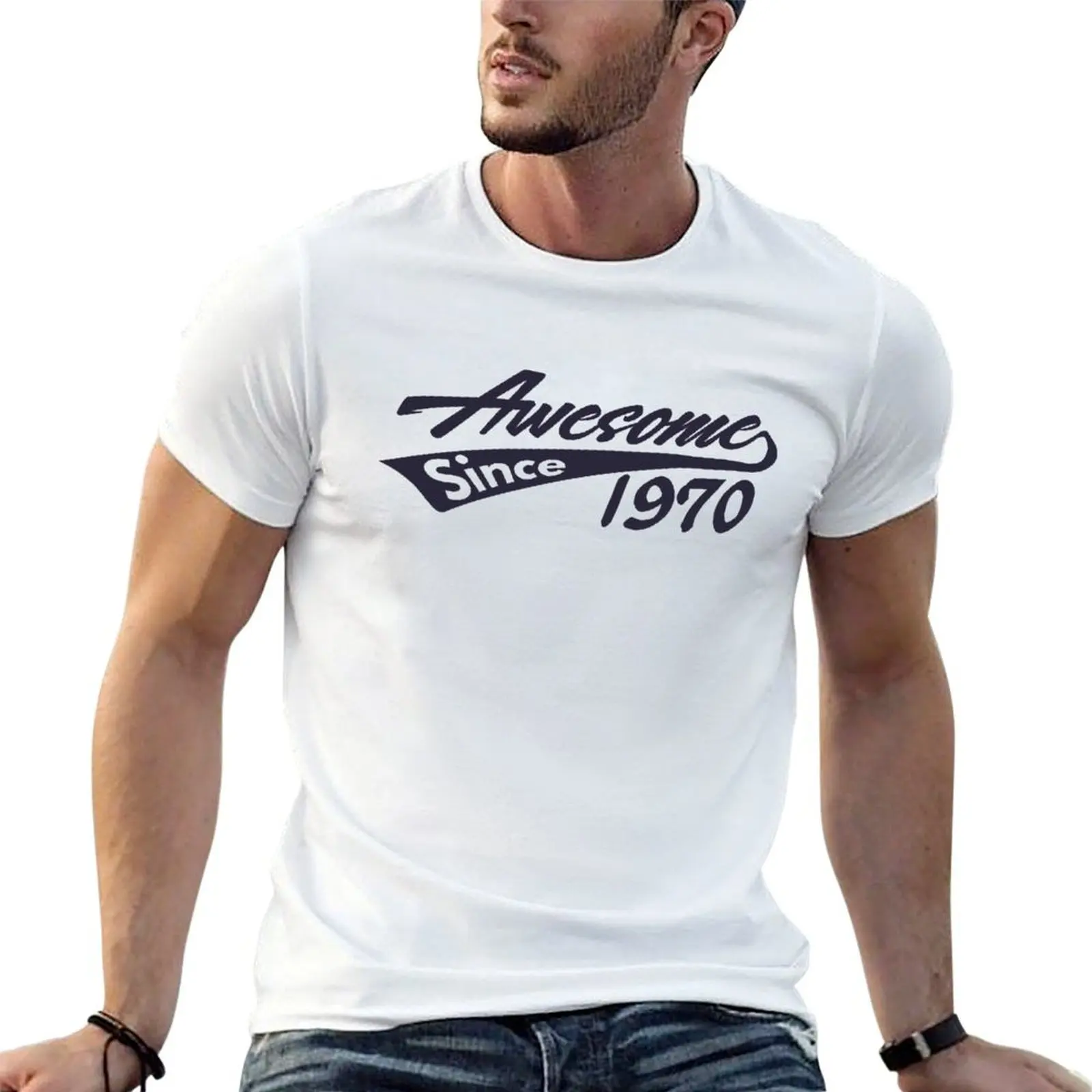 Awesome Since 1970 Cool Bday T-Shirt No Iron Casual Short Sleeve Top