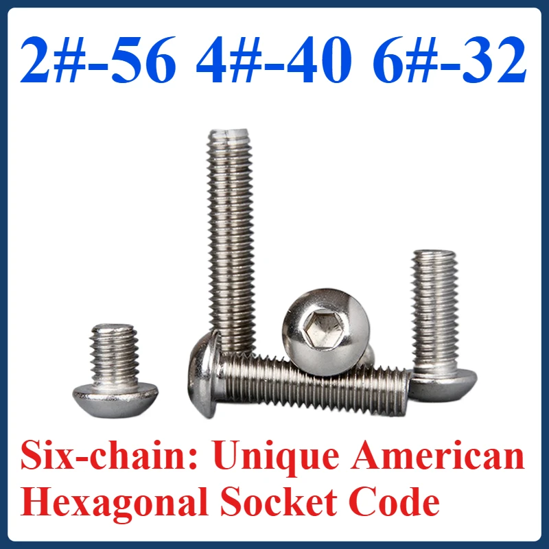 

304 stainless steelHexInch: The Distinctive American Hex Socket Code 2#-56 4#-40 6#-32