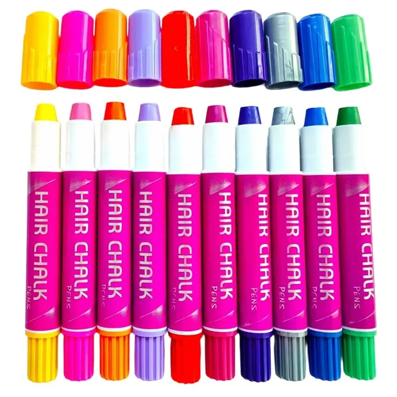 M11K-For Festival,Halloween Party Cosplay Washable Disposable Hair Dye 10Pcs/Set Temporary Hair Color Chalk Pen
