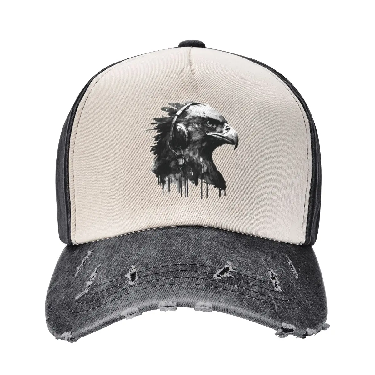 An American Bald Eagle wearing headphones - Animal Street Art Baseball Cap Rave Brand Man cap birthday Men Luxury Brand Women's