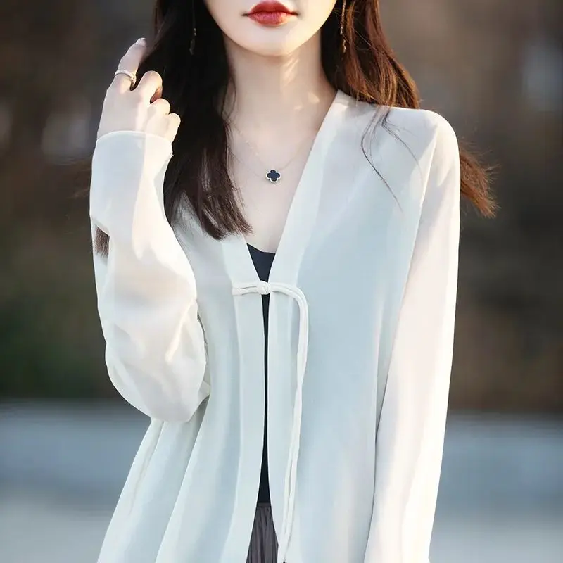 Elegant Fashion Harajuku Slim Fit Women's Clothing Loose Casual Sweat All Match Tops Women Solid Cardigan Long Sleeve Blouse