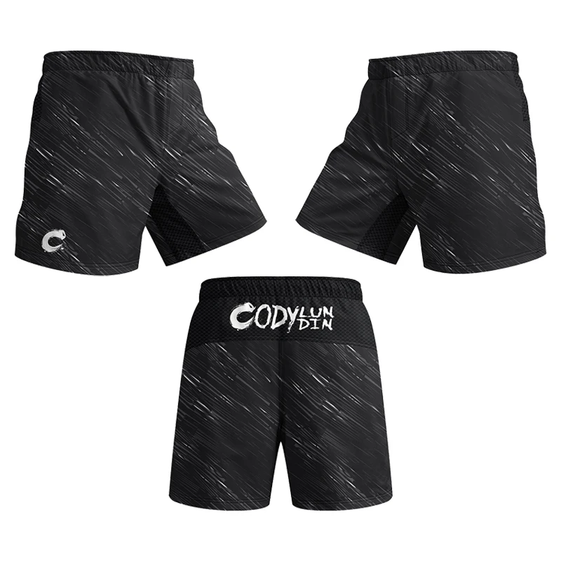 تصميم مخصص BJJ الملاكمة التايلاندية MMA تصارع السراويل تشغيل المهنية ساندا الملاكمة التايكوندو MMA الرجال التدرج جذوع مع المطاط #3