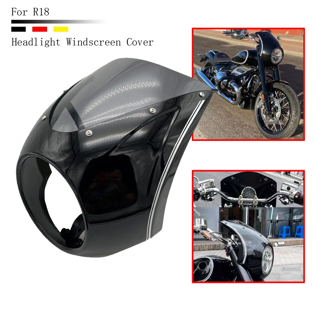 Round Headlight Windscreen Cover ABS Plastic Screen Fairing Windshield  Motorcycle Accessories For BMW R18 Classic 2020 2021 23