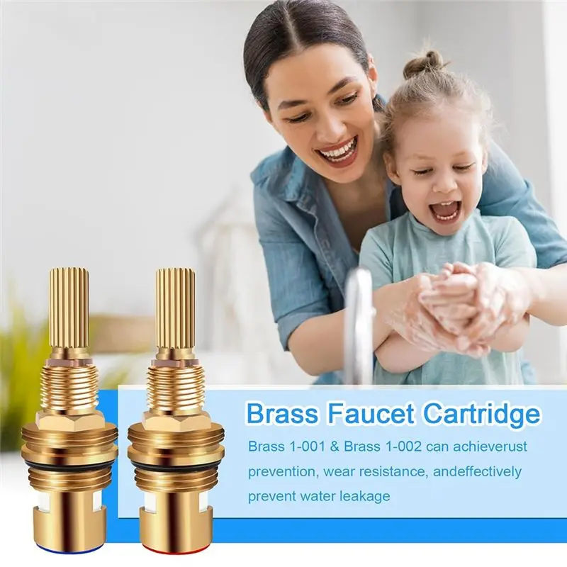DT17 Brass 1-001 & 1-002 Faucet Valve-Cartridge Replacement Set, Hot/Cold Widespread Faucet Cartridges with DIY Tools