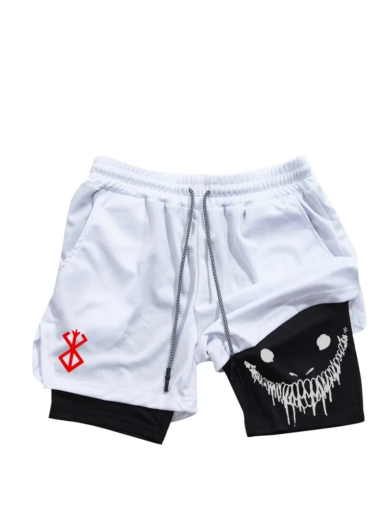 2026 New Men's 2-in-1 Sports Shorts Quick Drying Running Shorts Gym and Fitness Training Double-layer