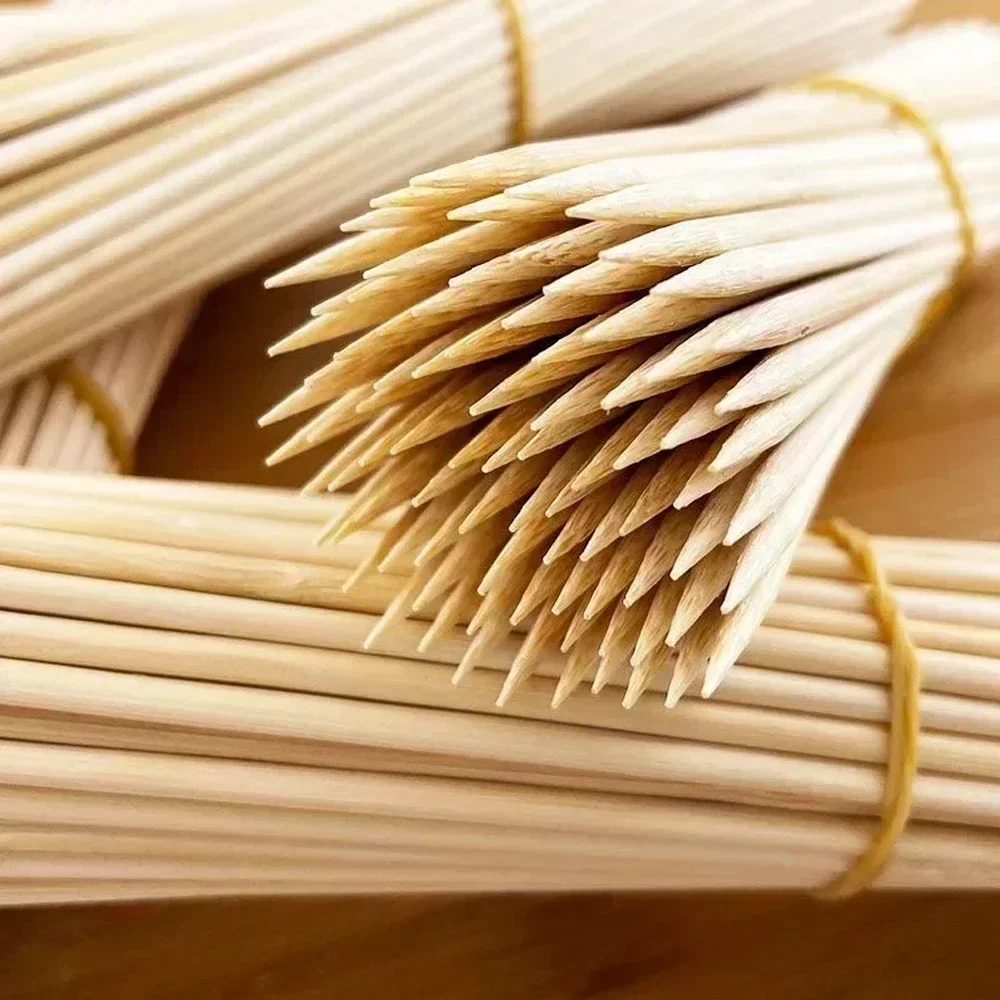 90pcs Bamboo Stick Food Grade Bamboo Skewer Sticks Disposable Natural Wood Long Stick Barbecue Fruit BBQ Tools 15/20/25/30cm