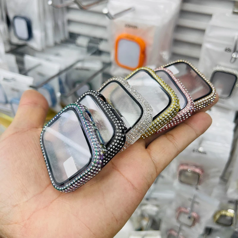 Diamantabdeckung für Apple Watch 10 Gehäuse 46 mm 41 mm 45 mm 44 mm 40 mm 42 mm Zubehör Bling Bumper Protector iWatch Serie 9 8 SE 7 6