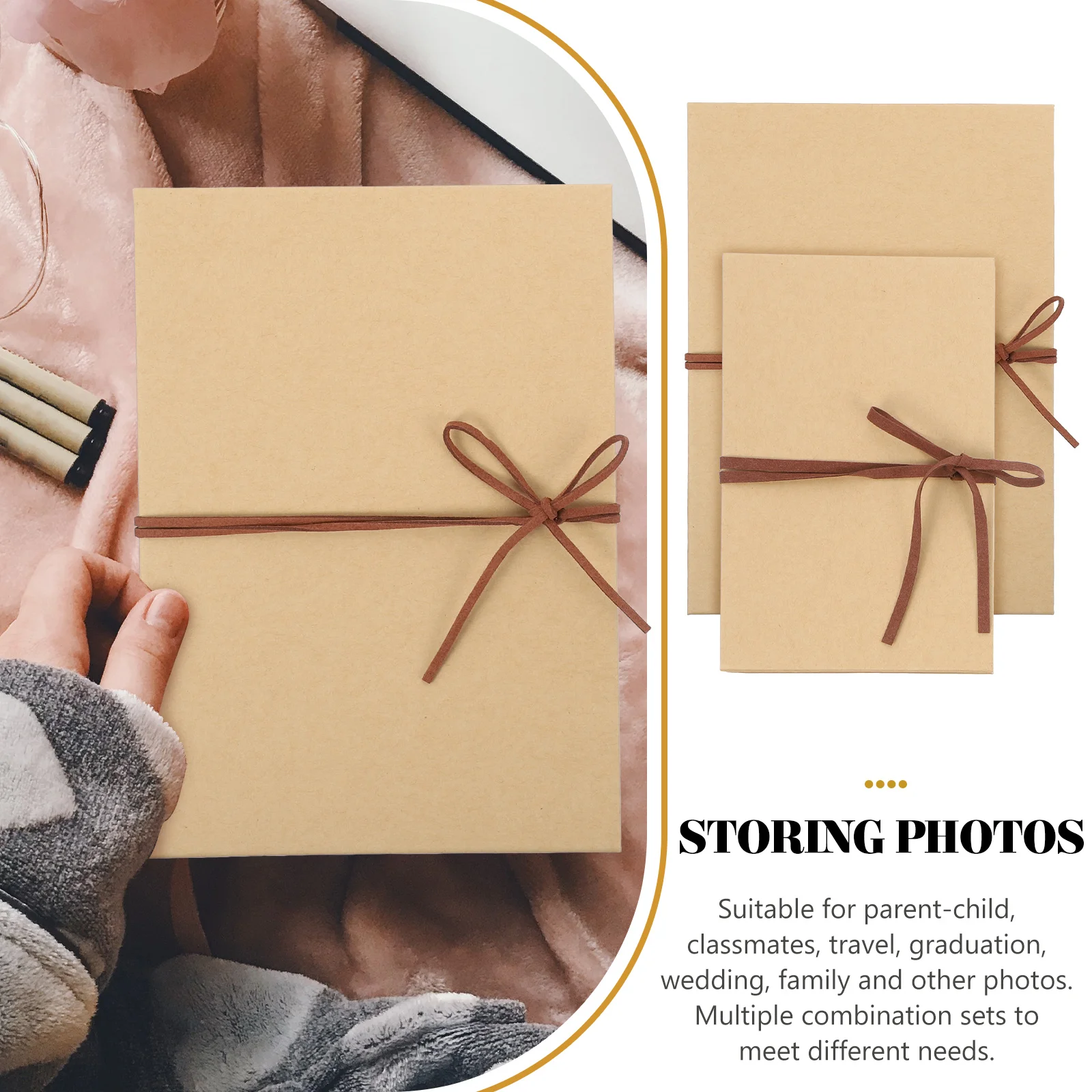 

2pcs Photo Album Scrapbooking Paper Albums Decorative Novelty Keepsake Kids Children School Student Retro Bow Artistic