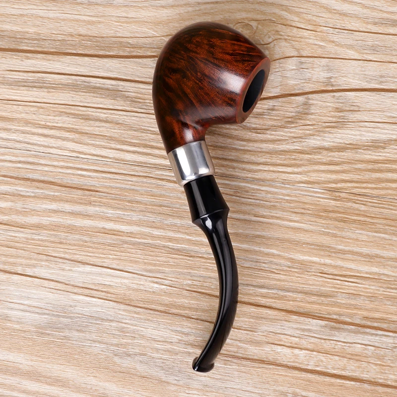 MUXIANG Briarwood Handmade Tobacco Pipe Bent Stem Mouthpieces 9mm Filters With Silver Decorative Ring Free 10 PipeTools aa0452s