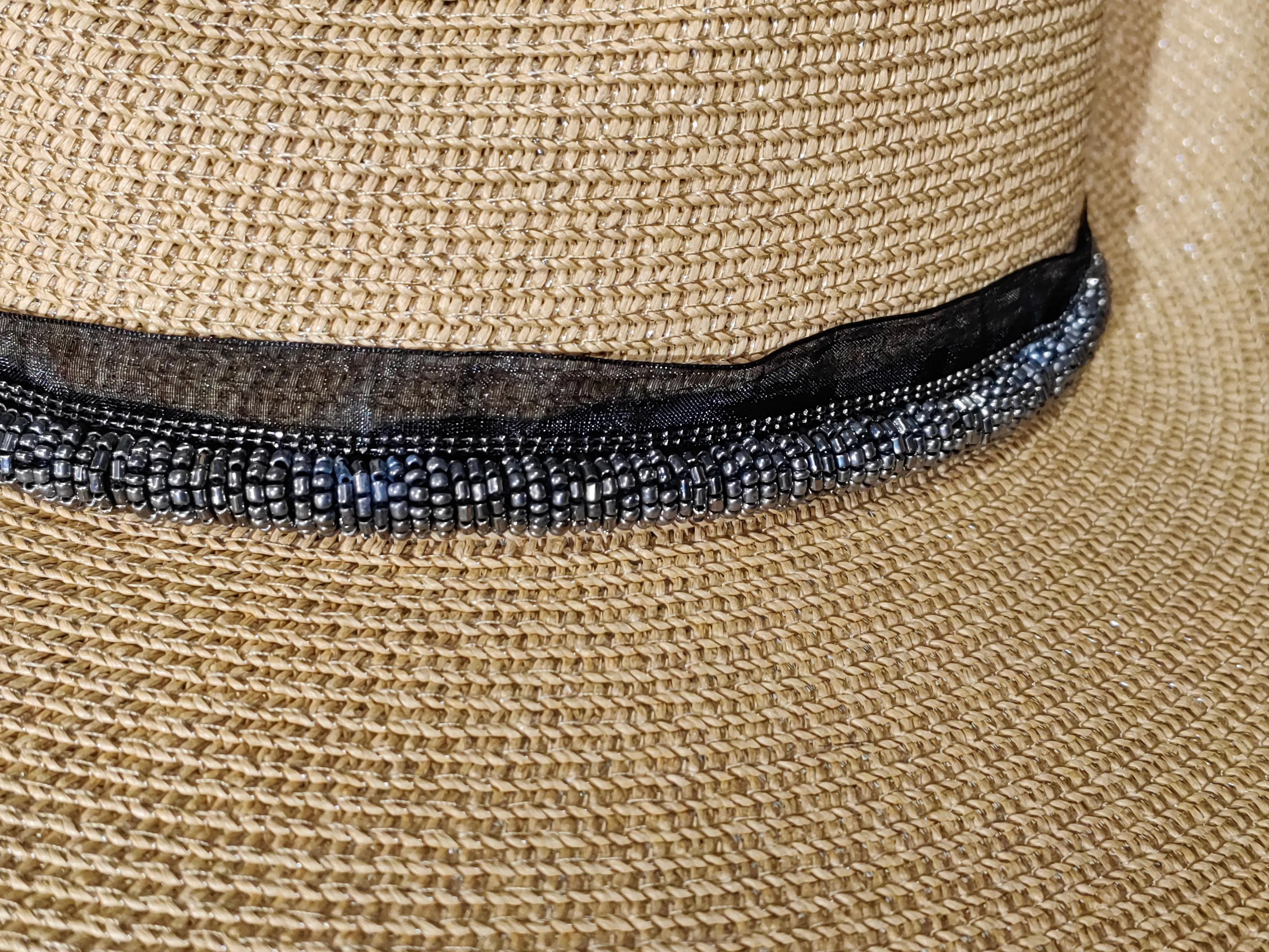 Women'S Hand-Woven Straw Hat, Sun Protection, Beach Vacation Style, Heavy-Duty Beaded Tassel Design