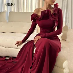 OIMG Elegant Mermaid Formal Prom Gowns Off The Shoulder Evening Dress Floor Length Side Trailing Women Party Dresses Customized