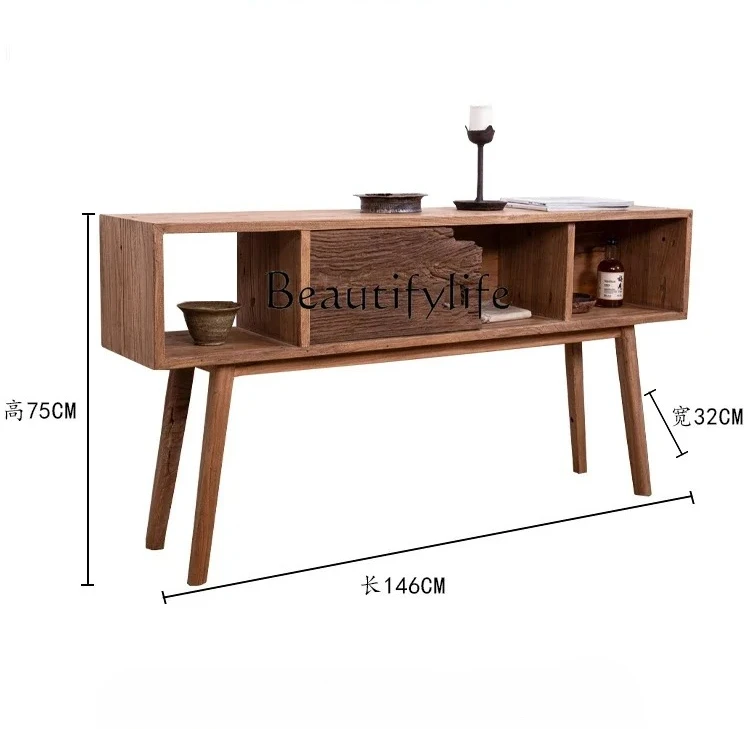 

S Chinese Ancient Style Solid Wood Entrance Cabinet Silent Style Storage Rack