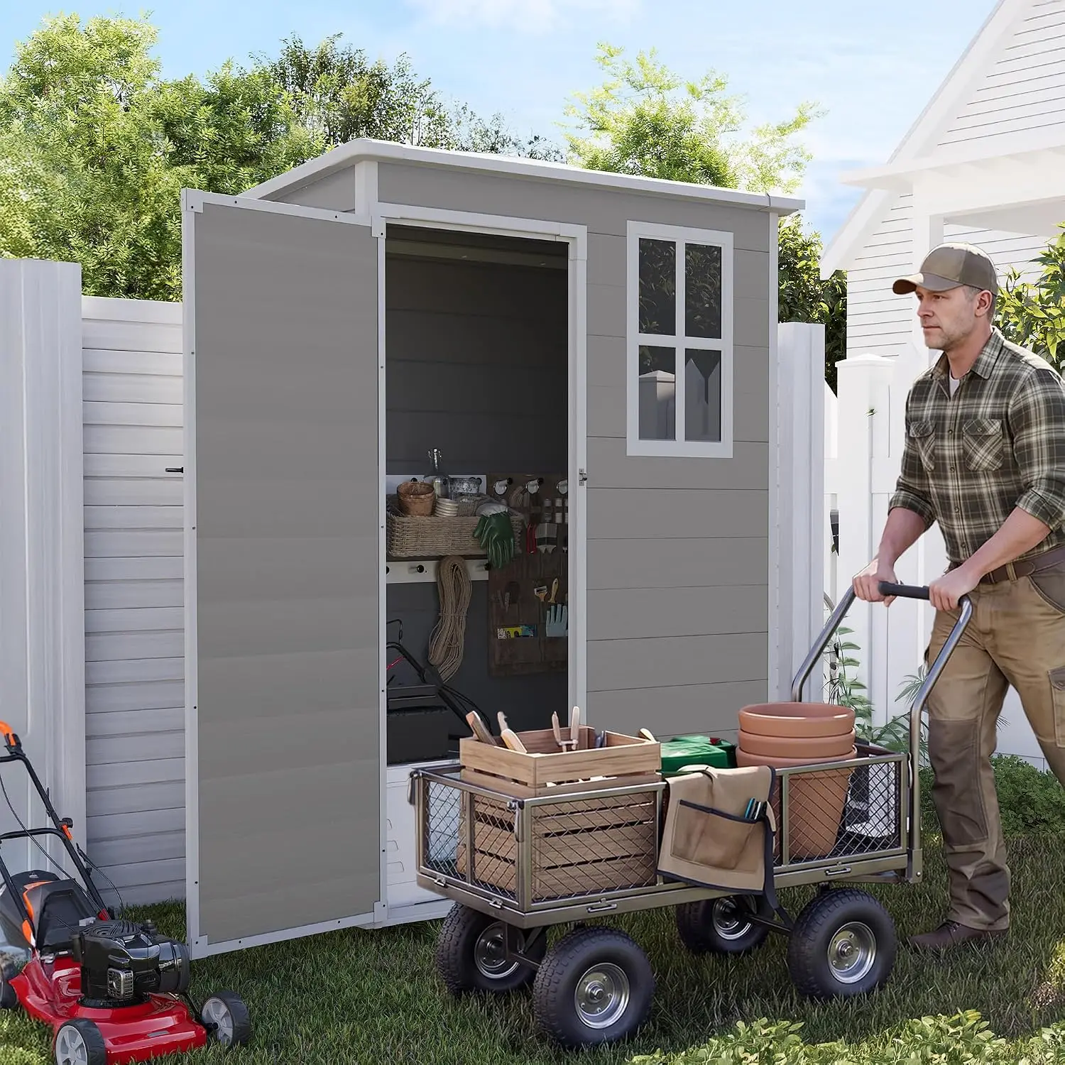 5x3 FT Outdoor Storage Shed Resin Garden Shed with Floor, Customized