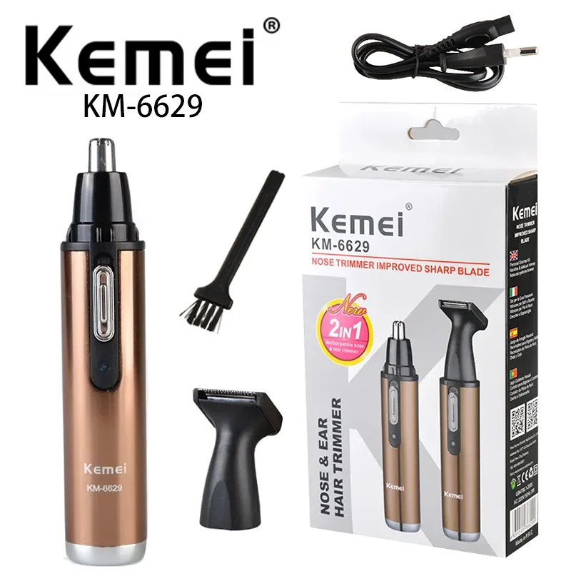 

kemei Rechargeable electric nose trimmer KM-6629 hair trimmer 2 in 1 facecare barber máquina de cortar cabelo