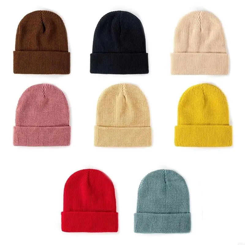 

P88A Soft Stretch Thick Knitted Knitted Wool Beanie Unisex Winter Accessories