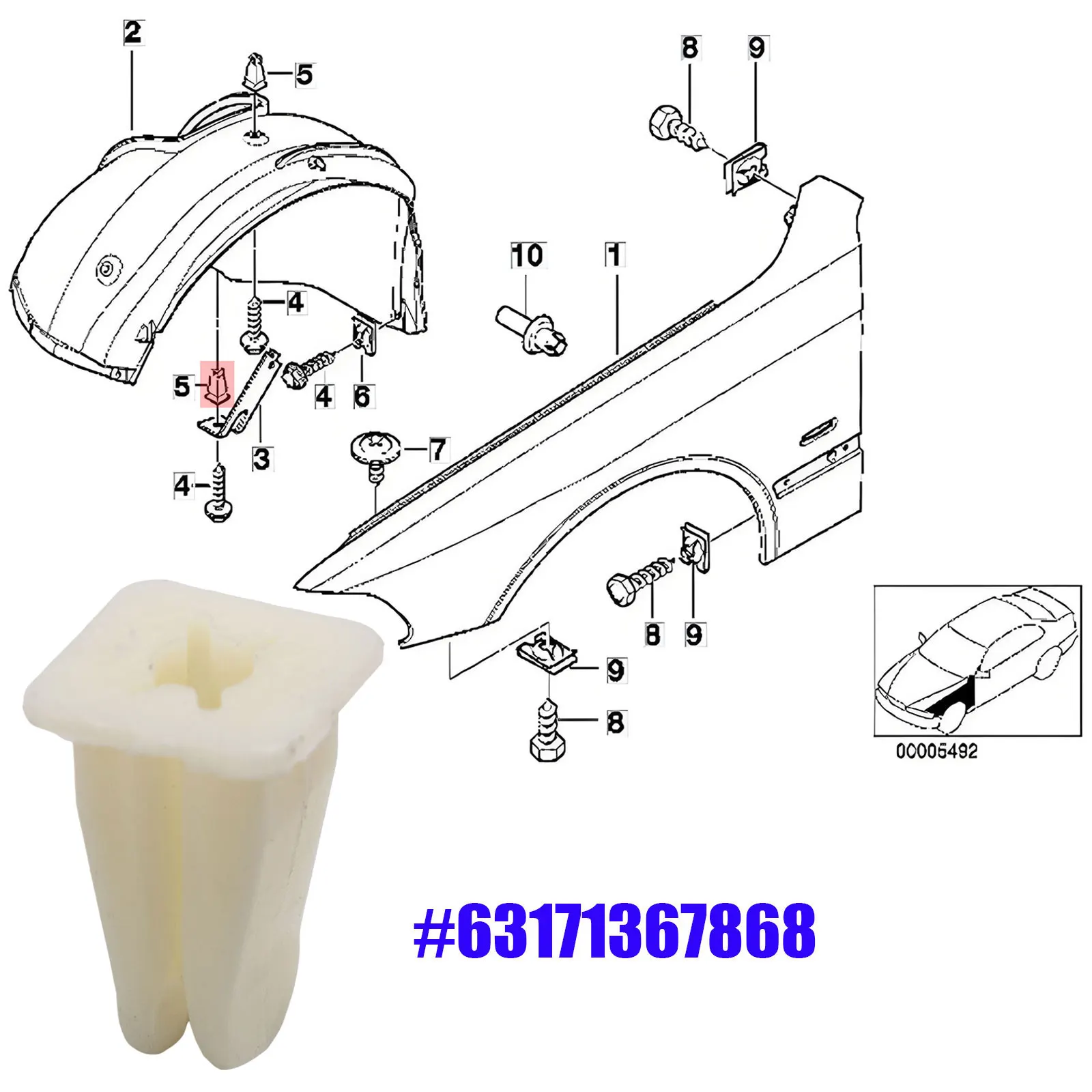 Splashguard Inner Wheel Arch Liner Expanding Nuts Screw Grommet Clips For BMW Mercedes‑Benz 07119916949 63171367868